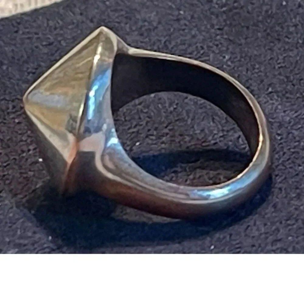 Vintage Dome Large Chunky Statement Oval Plated Silver & Copper Ring SIZE 7.5